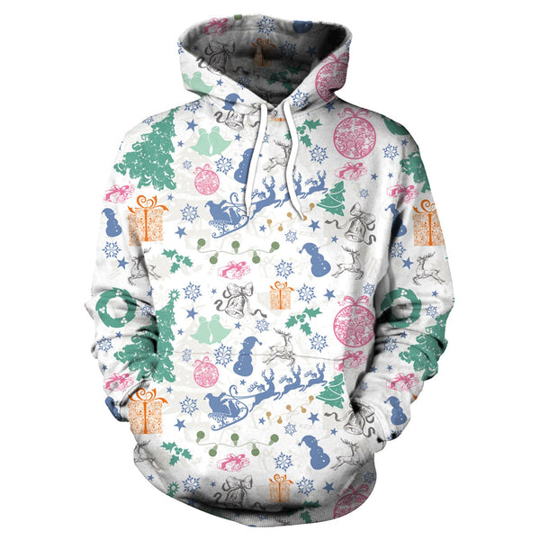 Colorful Digital Print Women Christmas Hooded Party Hoodie