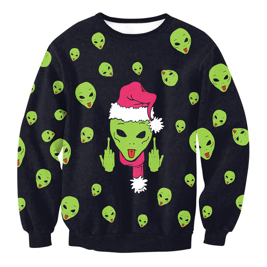 Cartoon Print Scoop Women Christmas Party Hoodie
