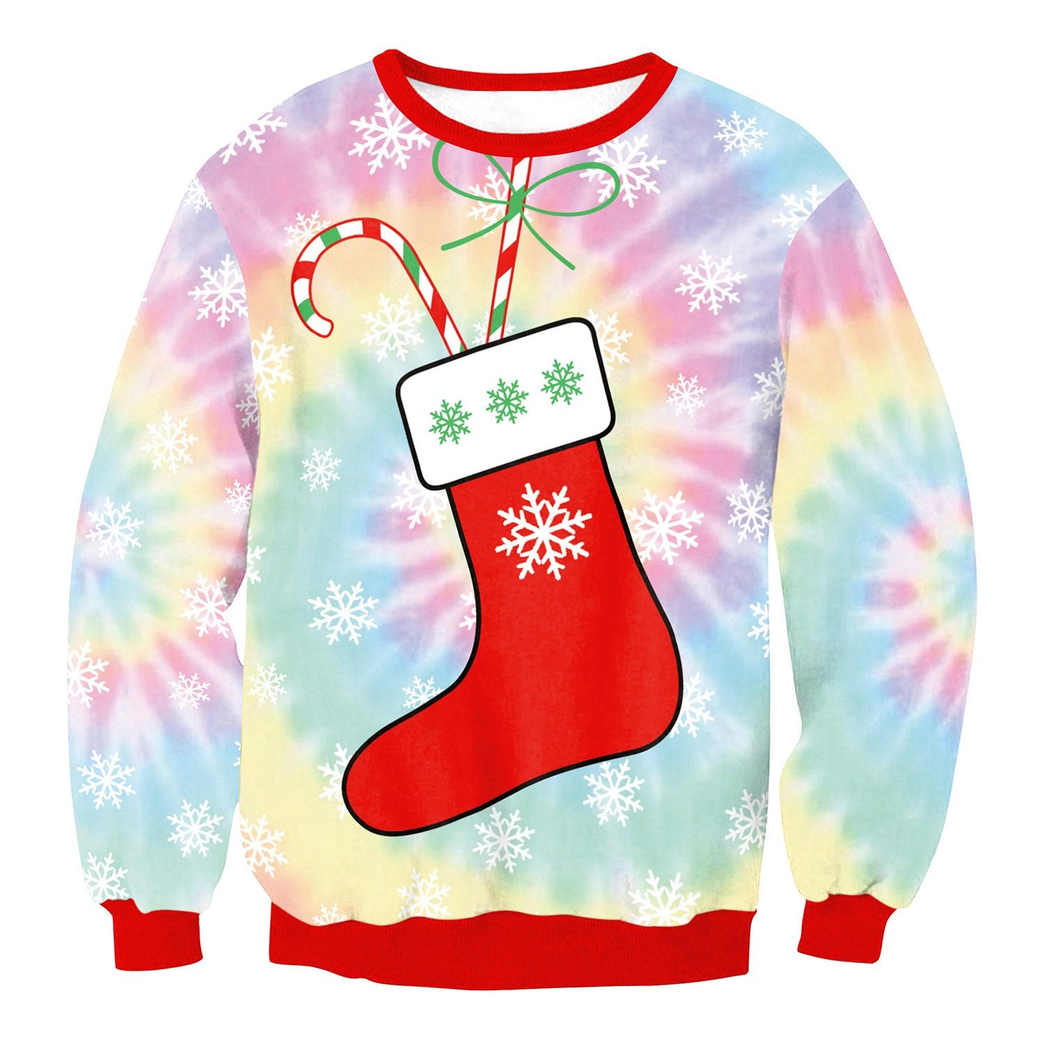 Gift Socks Bright Women Patchwork Christmas Party Sweatshirt