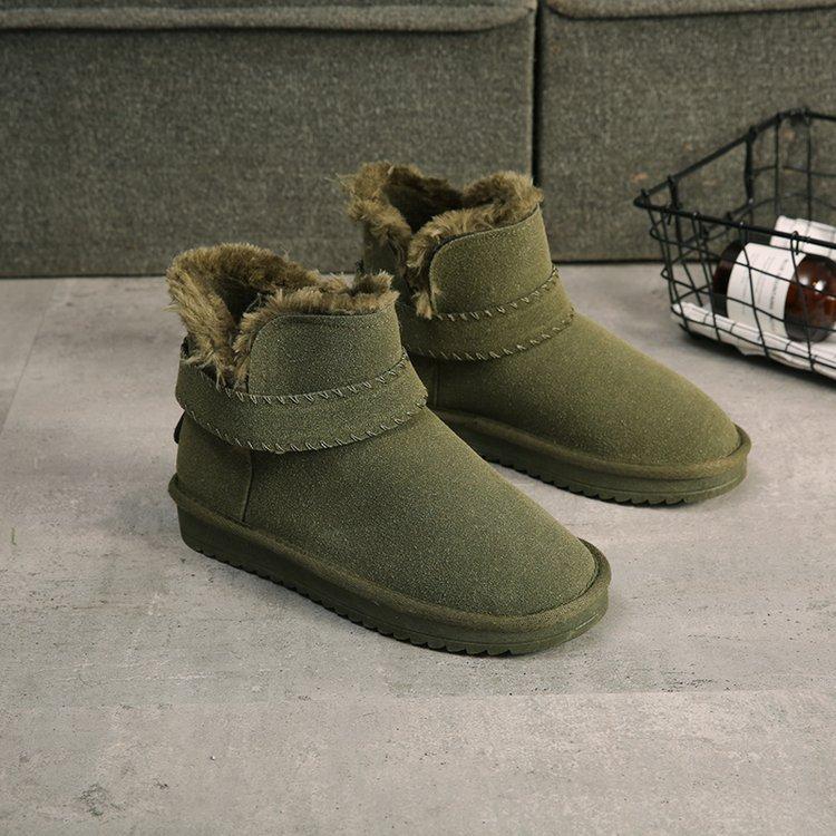 Velvet Warm Round Toe Flat Short Irregular Cut Winter Snow Boots