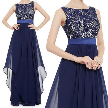 Beautiful Chiffon Stitching Lace Sleeveless Party Long Dress