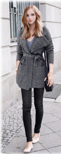 Hooded Thick Belt Pockets Cardigan Long Sweater