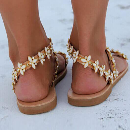 Bead Flower Bunions Flat Beach Sandal