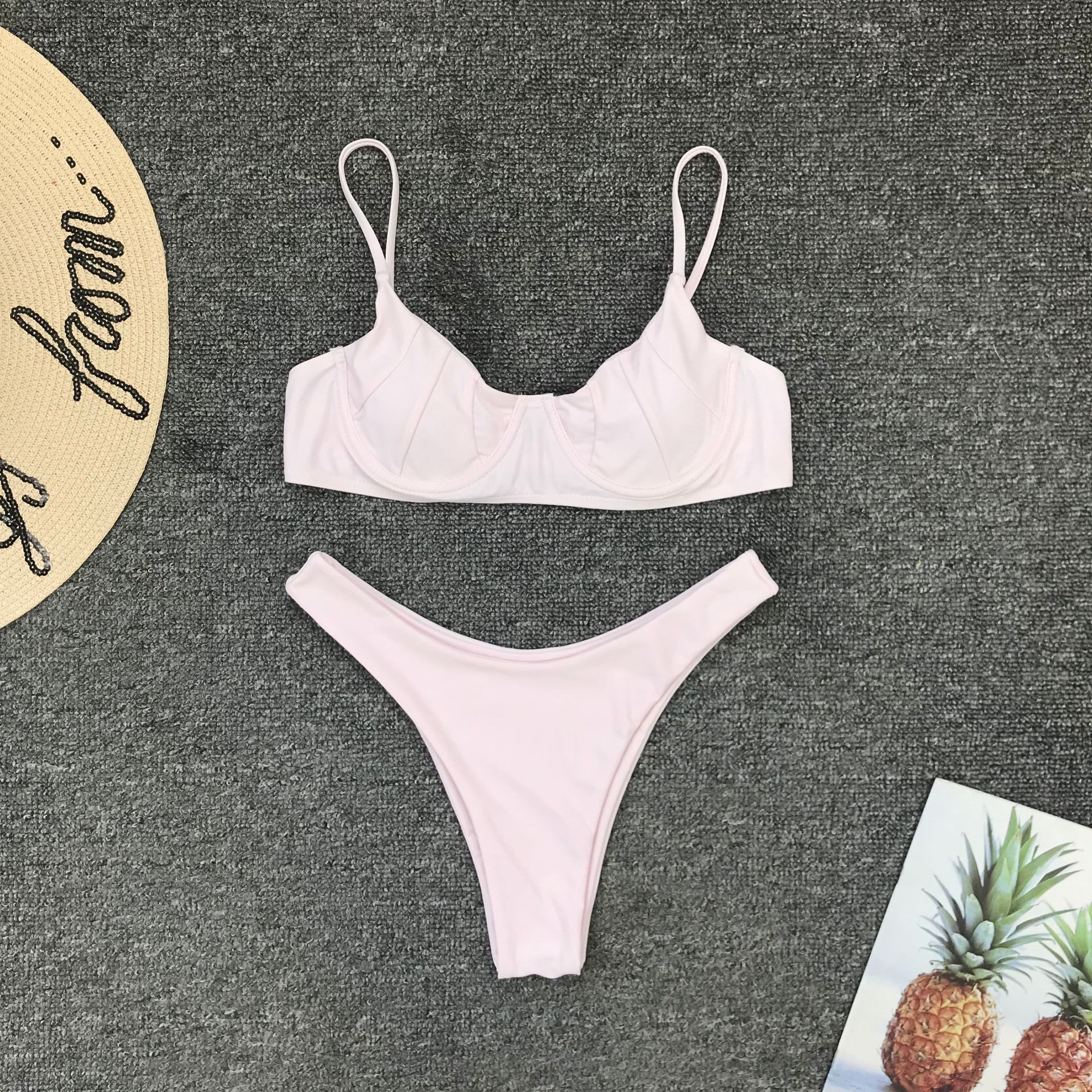 Hot Plain Simple Mid Rise Thong Bottom Bikinis