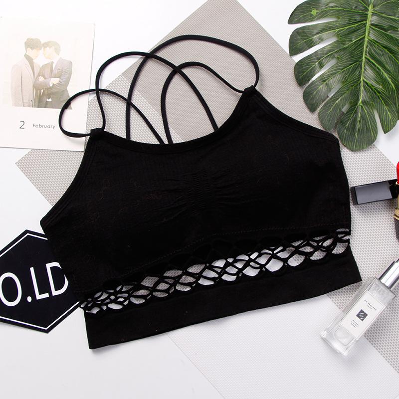 Sexy Grid Perspective Condole Belt Backless Crop Top