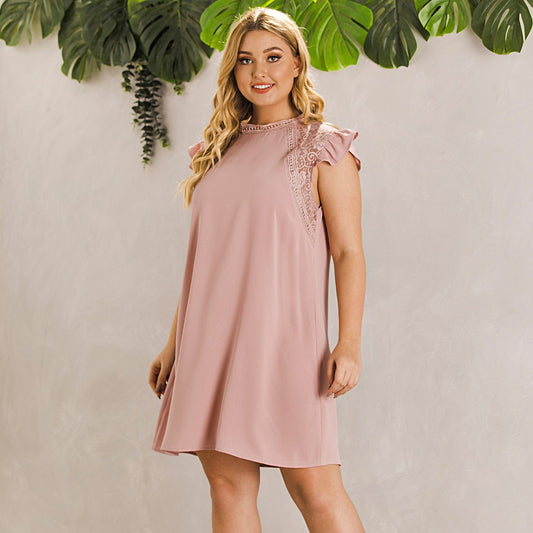 Short Sleeve Solid Large Dress