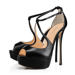 Fish Mouth Open Toe Stiletto Sandals Party Shoes