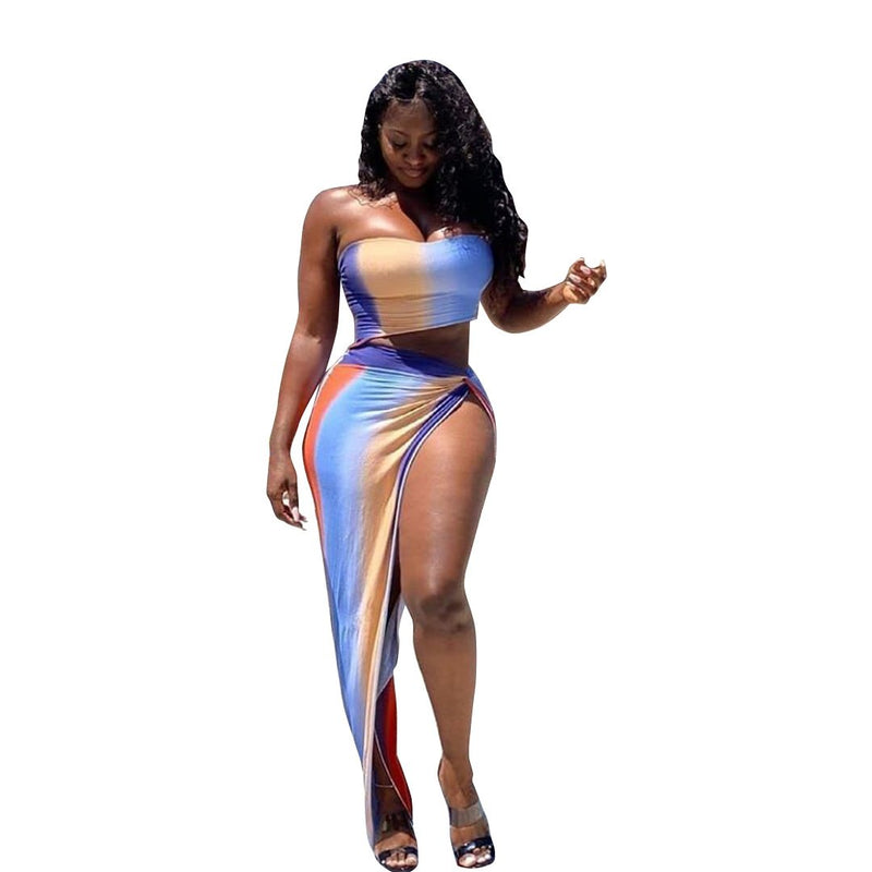Fashion printing leisure beach resort swimsuit two piece suit