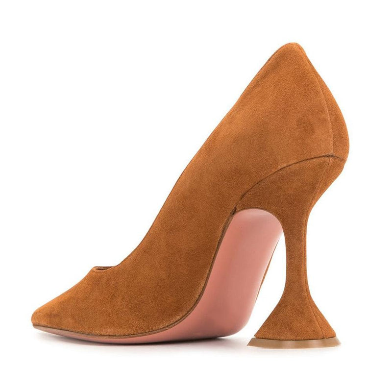 Brown Low Top Solid Pointed Suede Stiletto Heels
