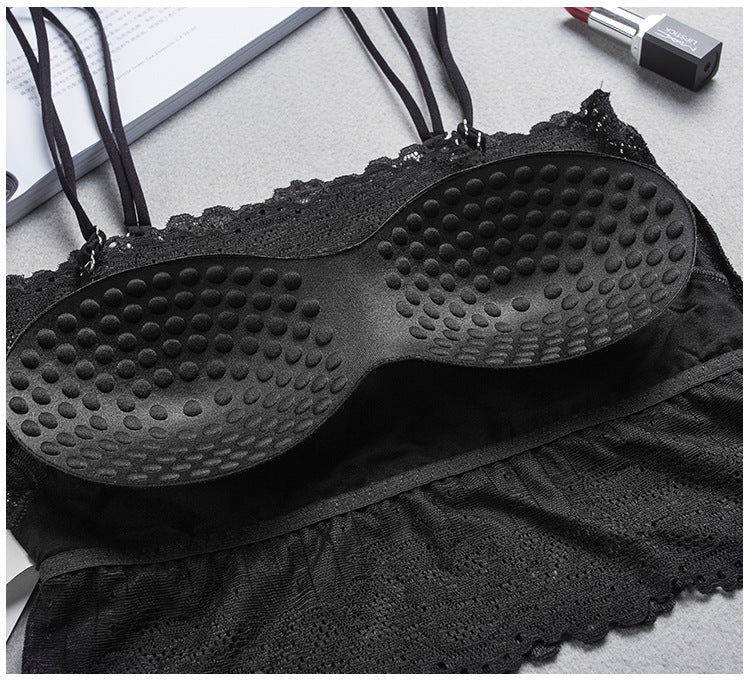High elastic force Lace Spaghetti Strap Crop Top Sexy Vest
