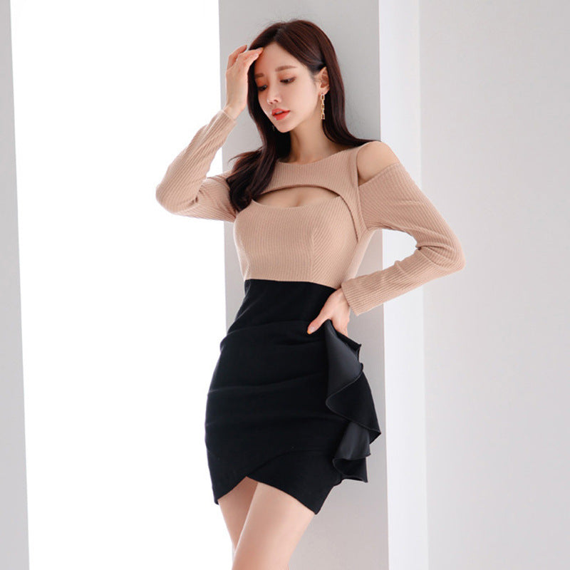 Sexy Off-Shoulder High Waist Slimming Ruffle Dress