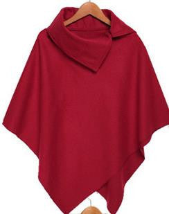 Irregular Hem High Neck Loose Cloak Shawl Coat