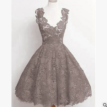 Lace Pure Color Sleeveless V-neck Long Dress - Meet Yours Fashion - 3