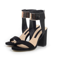 Metallic Ankle Strap Velcro High-Heeled Sandals – May Your Fashion