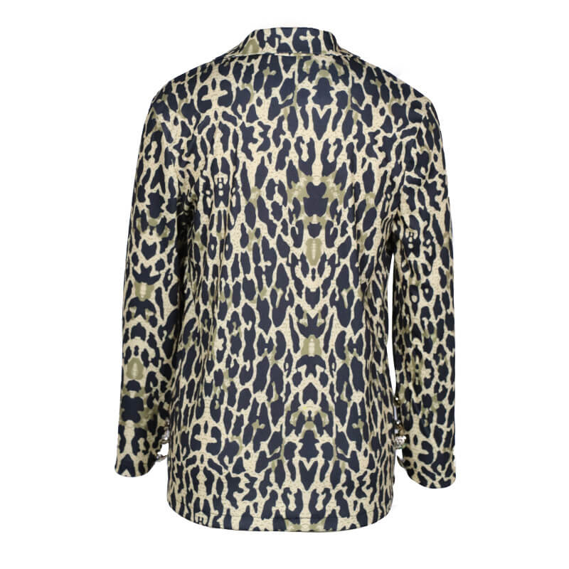 Open Front Double Breasted Leopard Blazer
