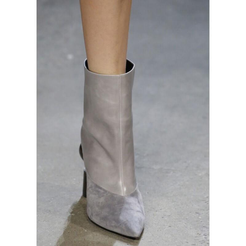 Patent Special Shaped Heel Pointed Toe Suede Calf Boots