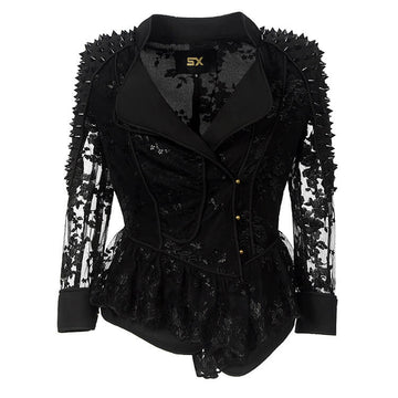 Lace Patchwork Moto Jacket