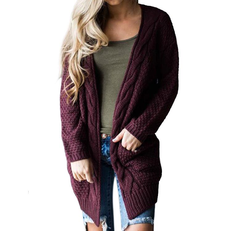 Pure Color Long Sleeves V-neck Long Cardigan – May Your Fashion