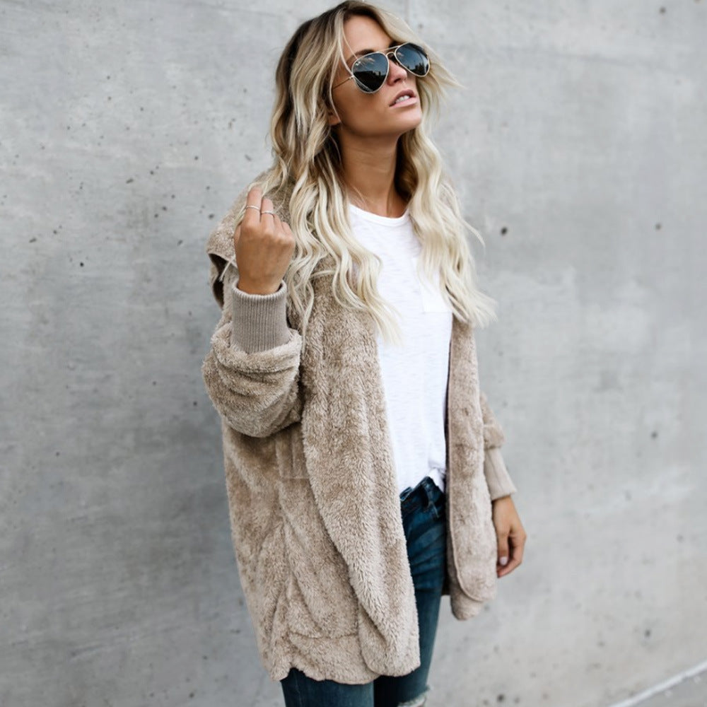 Loose Faux Fur Warm Short Hoody Coat