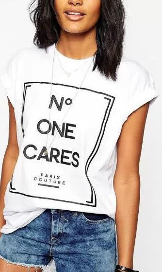 N Letters Flower Print Scoop Short Sleeves Fashion T-shirt