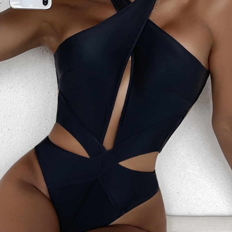 Sexy Backless Strappy Black Cross Bikini Swimwear