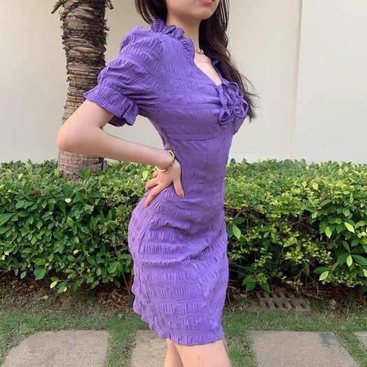 Sexy Purple Bodycon Short Dress