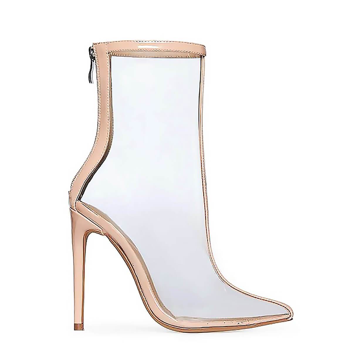 PVC Transparent High Heel Ankle Boots