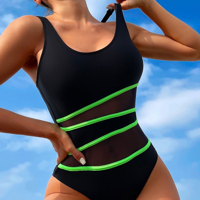 Sheer High-Waisted Sexy Monokini Bikini in Mesh Fabric Swimwear