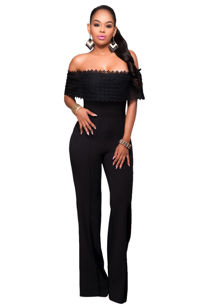 Pure Color Strapless Short Sleeves Long Jumpsuit