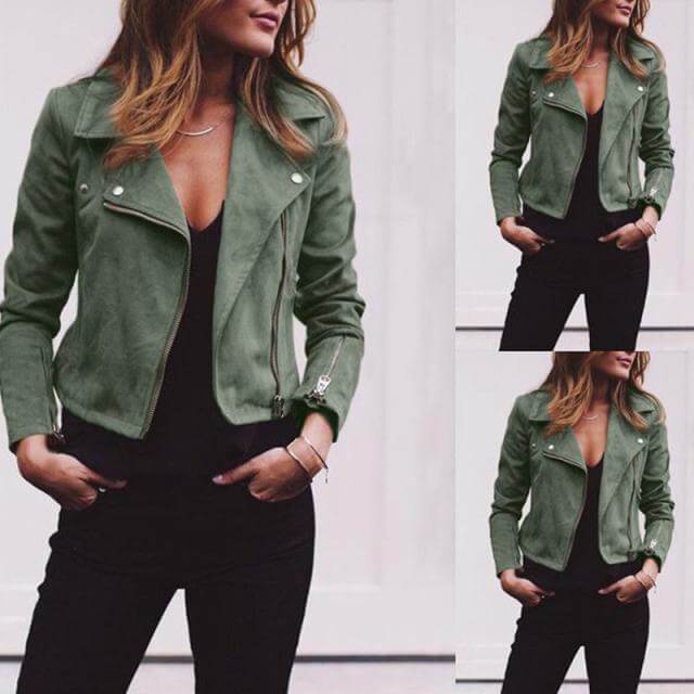 Pure Color Leather Zipper Lapel Jacket – May Your Fashion