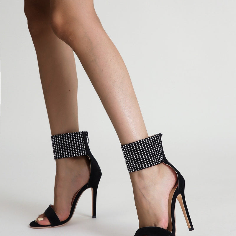 Rhinestone Band High-heeled Sandals Night Club Sexy High-heeled Shoes