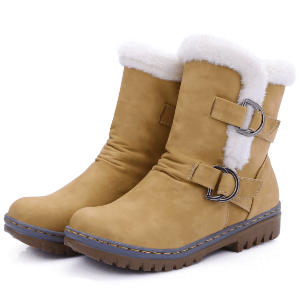 Low Chunky Heel Buckle Calf Boots