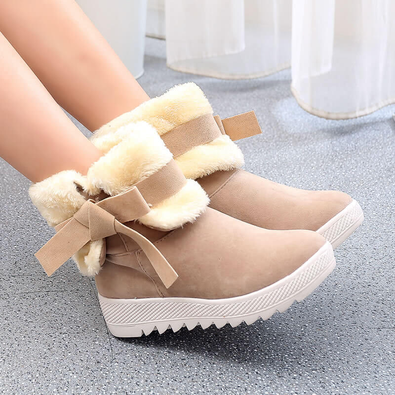 Mid Calf Winter Ankle Round Toe Boots