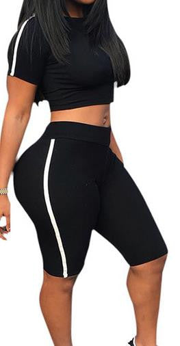 Scoop Crop Top 1/2 Skinny Pants Sexy Two Pieces Set