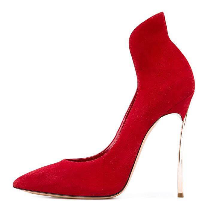 Sexy Red Suede Pointed Toe Pumps