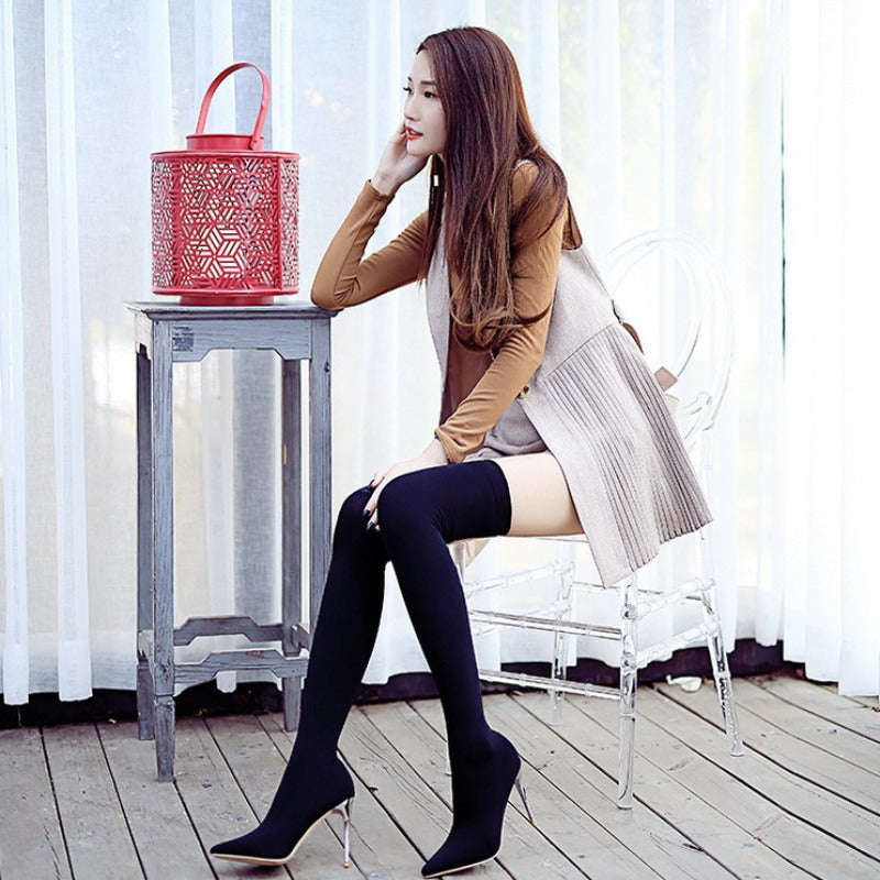 Sleek High Heel Pointed Toe Over the Knee Boots