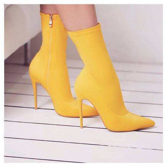 High Heel Suede Pointed Toe Sock Calf Boots