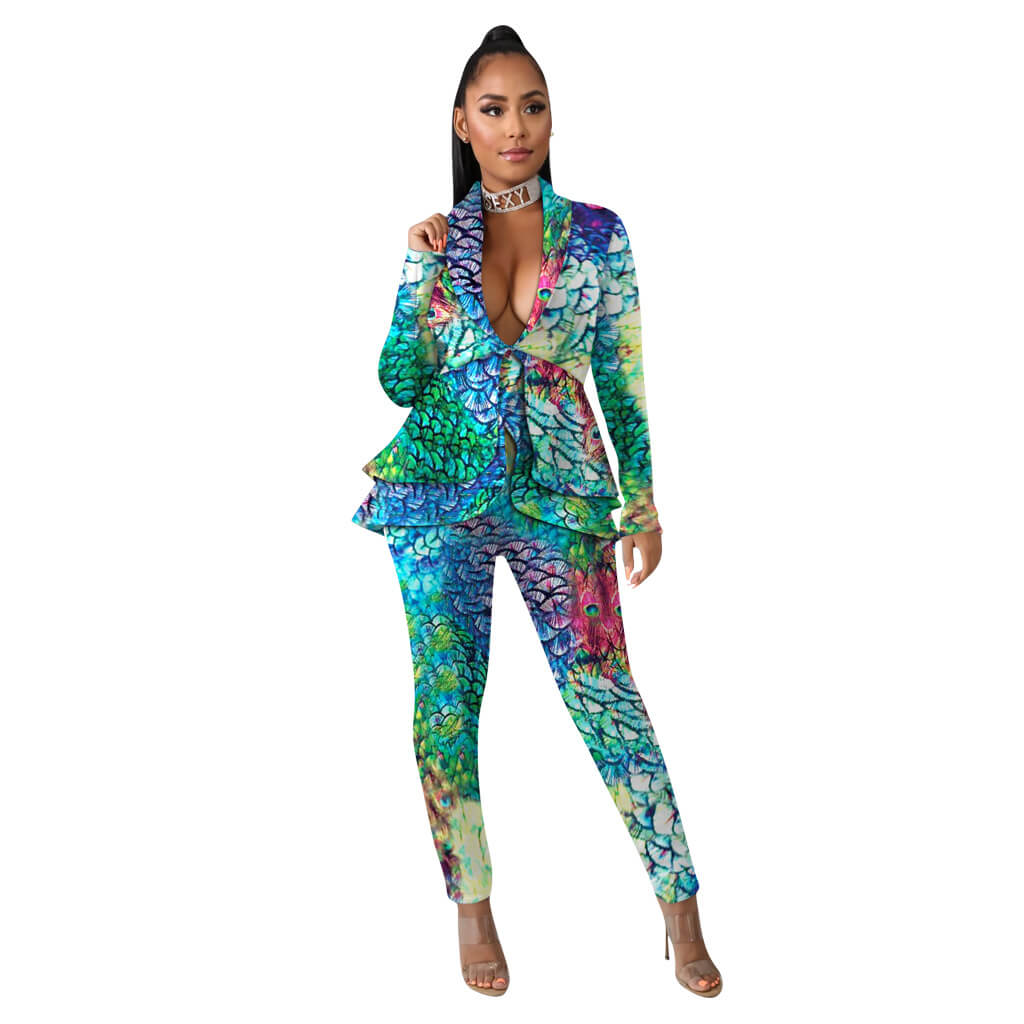 High Neck Crop Top High Neck Skinny Pants Set