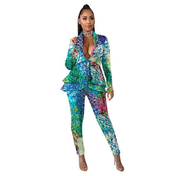 High Neck Crop Top High Neck Skinny Pants Set
