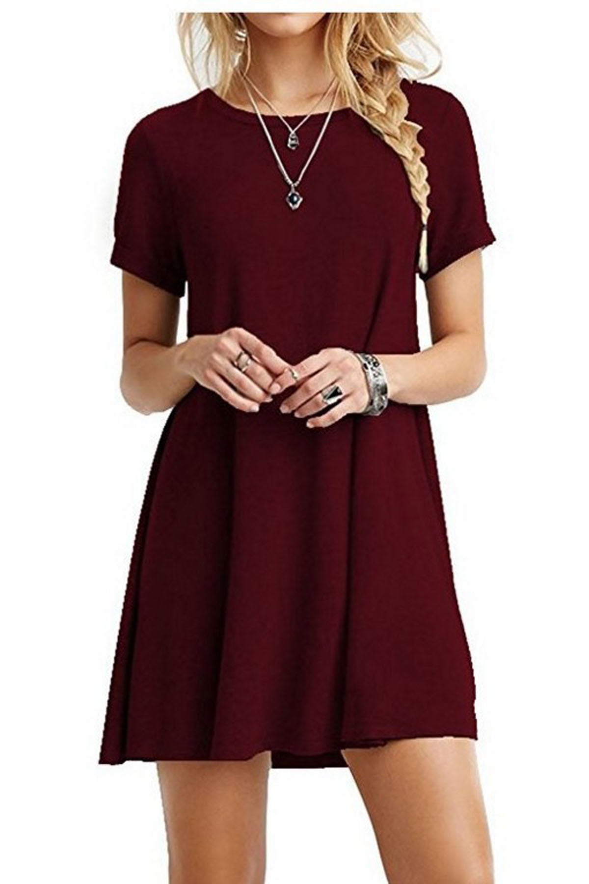 Loose Plus Size Candy Color Short Dress