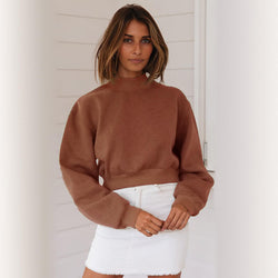 Pullover O Neck Cropped Hoodies