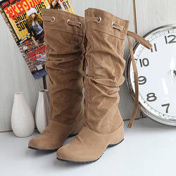 Fashion PU Increased High Lace-Up Boots