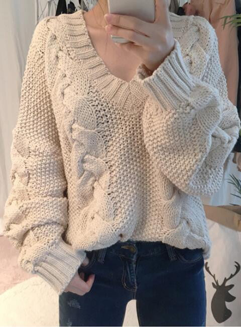 Joker Braided Knitting Plus Size Sweater