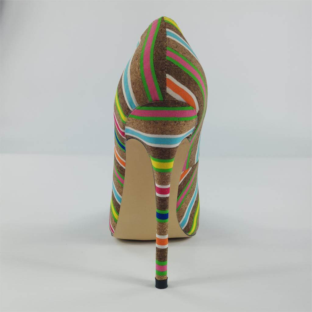 Casual Stripes Color Block Pointed Toe Stiletto Heel Pumps