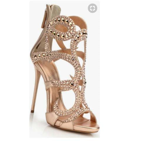 Gold Heel Summer Dress Round Toe Sandals