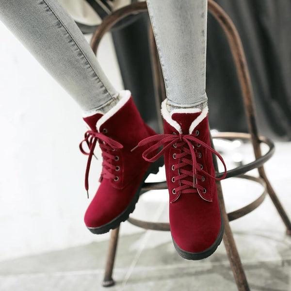 Platform Low Heel Lace Up Suede Ankle Boots