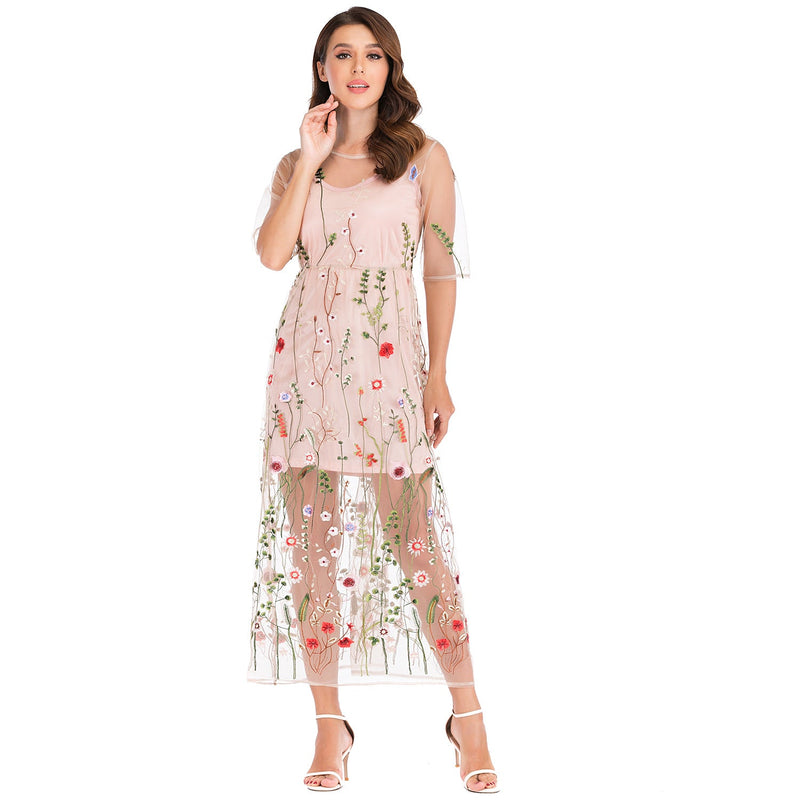 Super Large Embroidered Lace Two Piece Dress