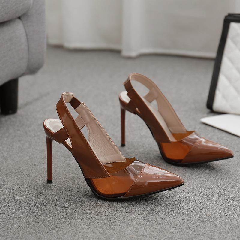 Sexy PU Color Block Pointed Toe Pumps