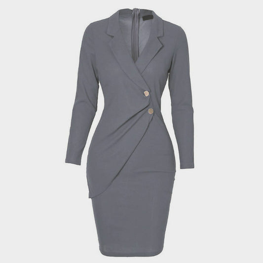 OL Lapel Midi Blazer Dress
