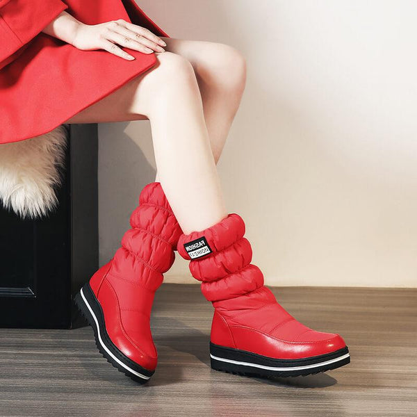 Winter Platform Flat Round Toe Mid Calf Boots